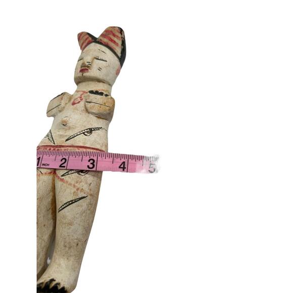 Vintage Mid-20th C. African Nigerian Painted Wood Ibibio Doll Size 3" x 10" Rare - Picture 11 of 11